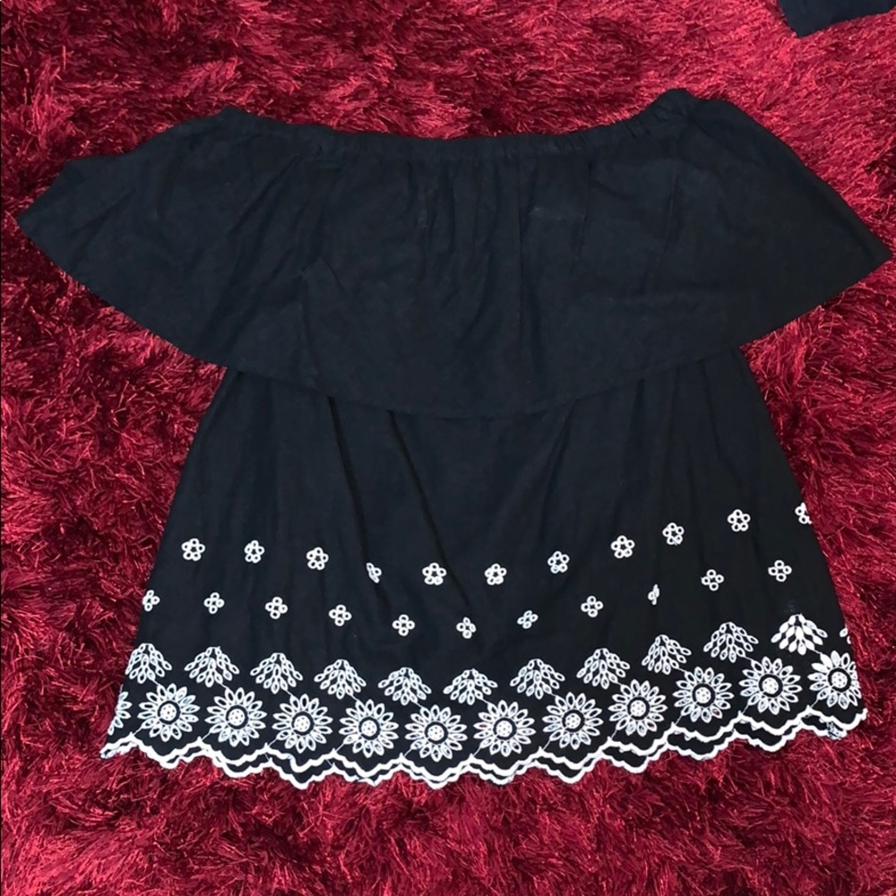 Black off the shoulder shirt
